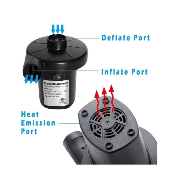 Electric Air Pump 8201 Input AC 110V/60Hz 130W Black Air Mattress - Picture 1 of 7